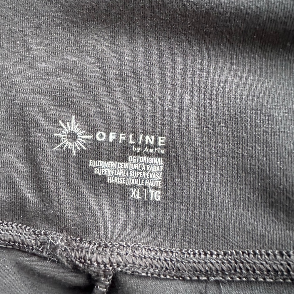 OFFLINE By Aerie OG Foldover High Waisted Super Flare Legging in Black Size XL - Picture 6 of 11